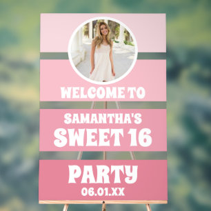 Rosa Ombre Streifen Foto Sweet 16 Willkommen Matti Acrylschild