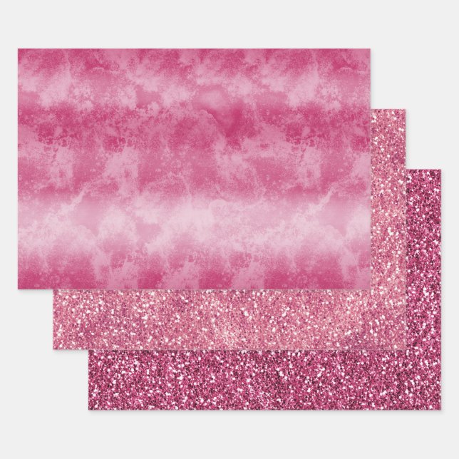 Rosa Ombre Streifen Geschenkpapier Set (Set)