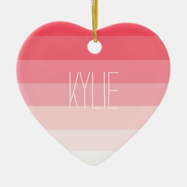 Rosa Ombre Streifen Keramikornament (Vorne)