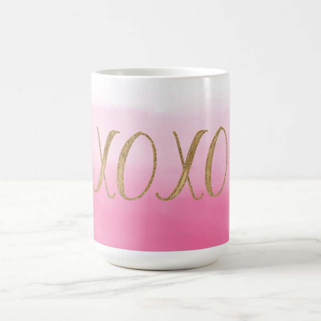 Rosa Ombre Wassercolor Gold Glitzy Glam XOXO Kaffeetasse (Mittel)