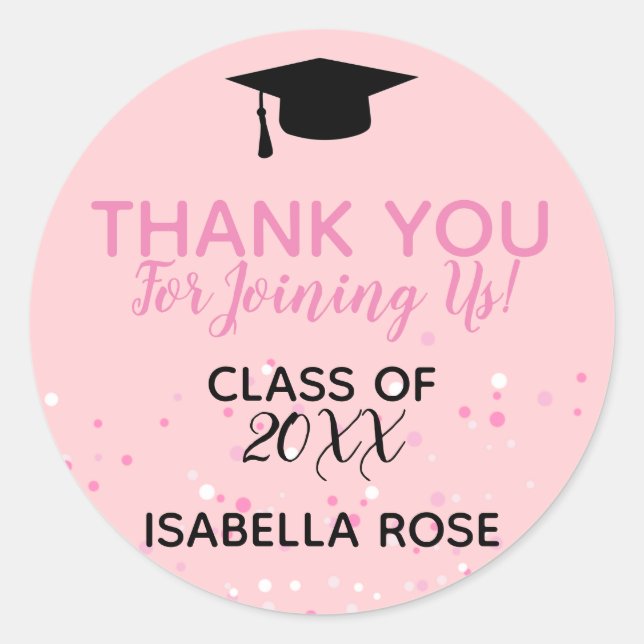 Rosa Ombree Abschluss Runder Aufkleber (Vorderseite)