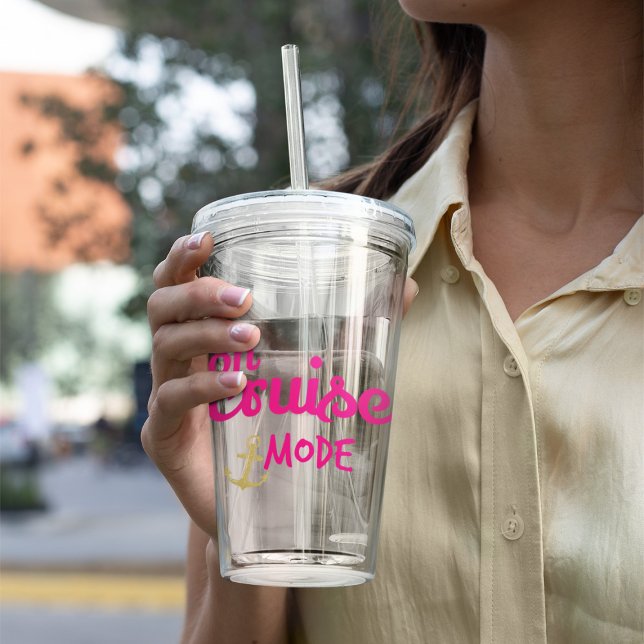 Rosa On Cruise Mode mit Goldkronenmonogramm Acryltrinkbecher (Von Creator hochgeladen)