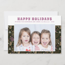 Rosa One Line Art Artistic Holidays Family Foto Feiertagskarte