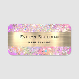 Rosa Opal Imitats Gold Foil Glitzer Name Markierun Namensschild