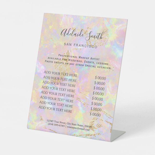 Rosa Opal Preisliste Pedestal Sign Sockelschild (Vorderseite)