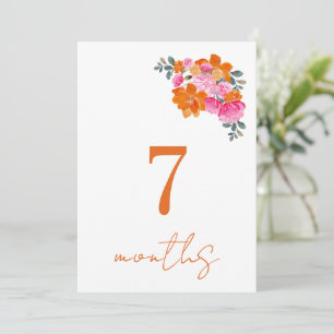 Rosa Orange 7 Monate Baby Monatliche Meilenstein-K Einladung