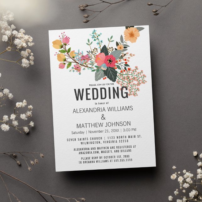 Rosa orange aquamarine Koralle abstrakt blumenreic Einladung (Pink orange teal coral abstract floral Wedding )