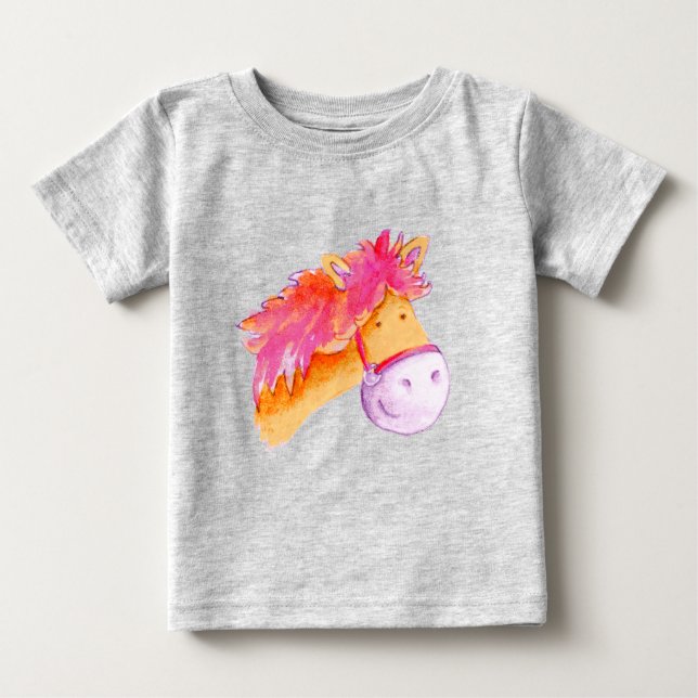 Rosa-orange-Aquarellkunst Baby T-shirt (Vorderseite)