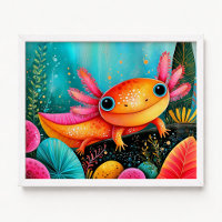 Rosa Orange Axolotl Blumenmalerei
