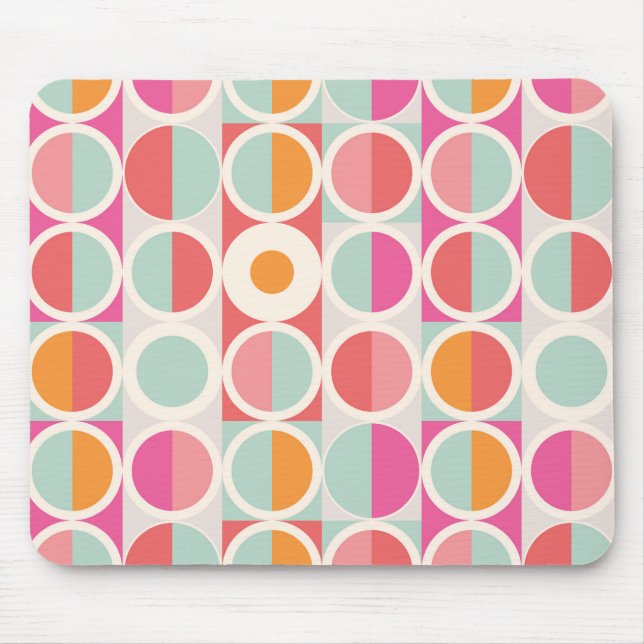 rosa Orange Blaues geometrisches Muster Mousepad (Vorne)