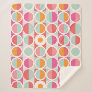 rosa Orange Blaues geometrisches Muster Sherpadecke