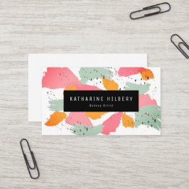 Rosa Orange Blue Abstrakt Painting Business Card Visitenkarte