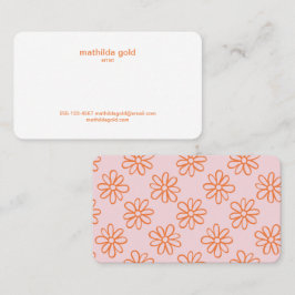 Rosa Orange Boho Niedlich Girl Minimalistisch Simp Visitenkarte