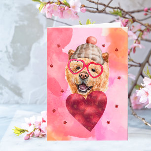 Rosa Orange Chow Chow Valentinstag Geschenk Hund Karte