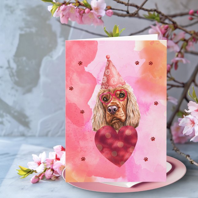 Rosa Orange Cocker Spanischer Valentinstag Geschen Karte (Von Creator hochgeladen)