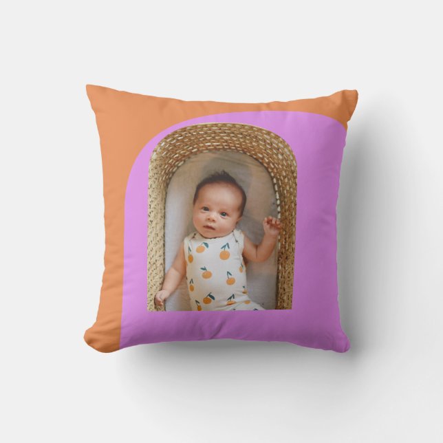 Rosa Orange Custom Baby Foto Kinderzimmer Keepake Kissen