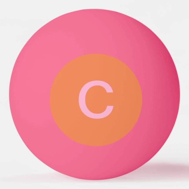 rosa Orange Custom Color Monogram Initial Modern Tischtennisball (Vorderseite)