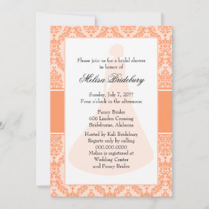 Rosa Orange Damask Brautparty Einladung