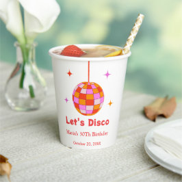 Rosa Orange Disco Ball Disco Geburtstagsparty Pappbecher