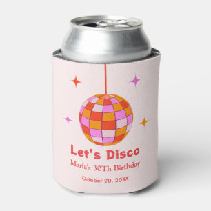 Rosa orange Disco-Kugel Lass uns Disco Geburtstags Dosenkühler