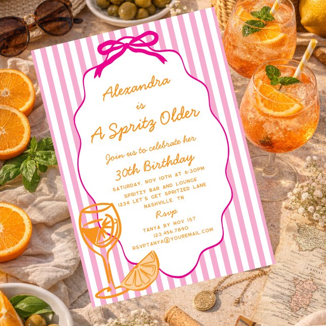 Rosa Orange Ein Spritz Älterer Aperol Spritz Gebur Einladung (Von Creator hochgeladen)
