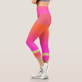 Rosa orange Farbe blockiert Capri Leggings
