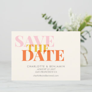 Rosa-orange-fette-farbige-Typografie-Hochzeit Save The Date