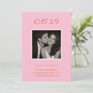 Rosa Orange Fette Typografie Foto Moderne Hochzeit Save The Date