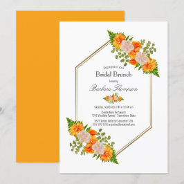 Rosa Orange Floral Bridal Brunch Einladung