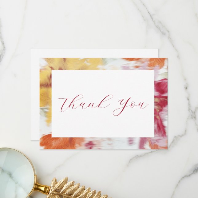 Rosa, orange & gelbe Abstrakte Mitteilungskarten (Vorderseite/Rückseite Beispiel)