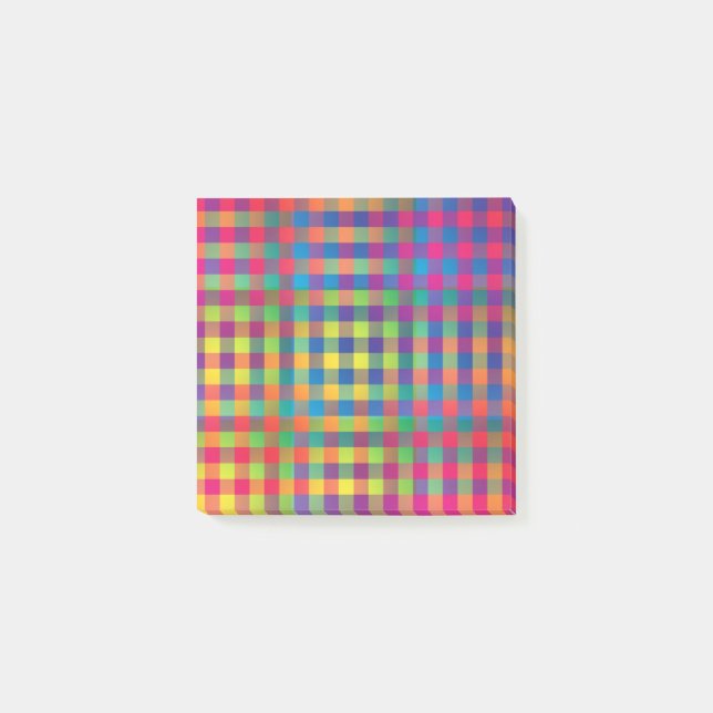 Rosa Orange Gelbe Karo-Patchwork-Muster Post-it Klebezettel (Vorderseite)