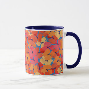 Rosa Orange Gelbe Pupien Muster auf Sky Blue Tasse