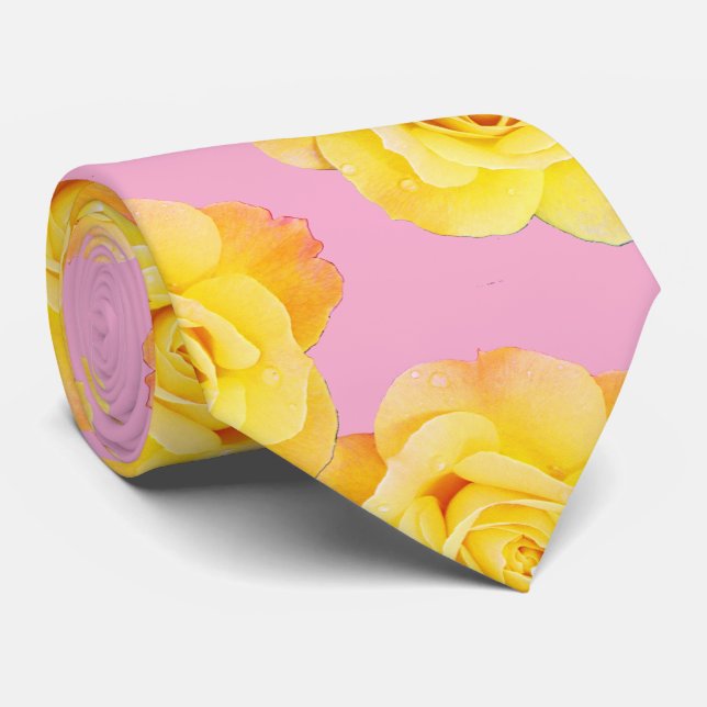 Rosa orange Gelbe Rose Moderne Farben Krawatte (Gerollt)