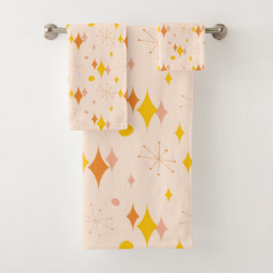 Rosa, orange, gelbe Sternexplosion Muster des Mitt Badhandtuch Set