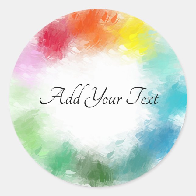 Rosa Orange Gelbgrün Lila Runder Aufkleber (Vorderseite)