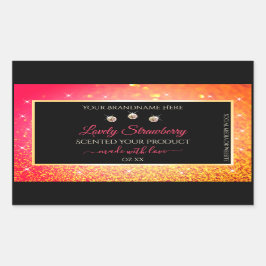 Rosa Orange Glitzer Black Product Labels Juwelen Rechteckiger Aufkleber