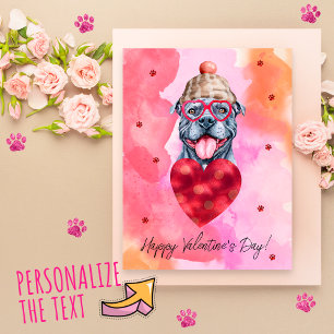 Rosa Orange Grauer Pitbull Valentinstag Geschenk H Feiertagspostkarte
