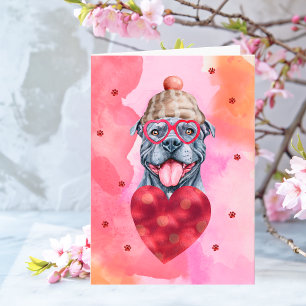 Rosa Orange Grauer Pitbull Valentinstag Geschenk H Karte