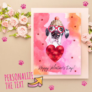 Rosa Orange Great Dane Valentine's Day Gift Dog Feiertagspostkarte