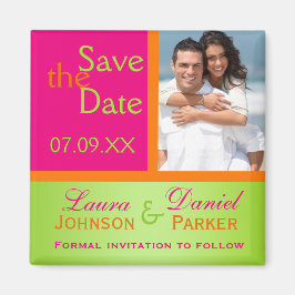 Rosa Orange Green Save the Date Foto Magnet