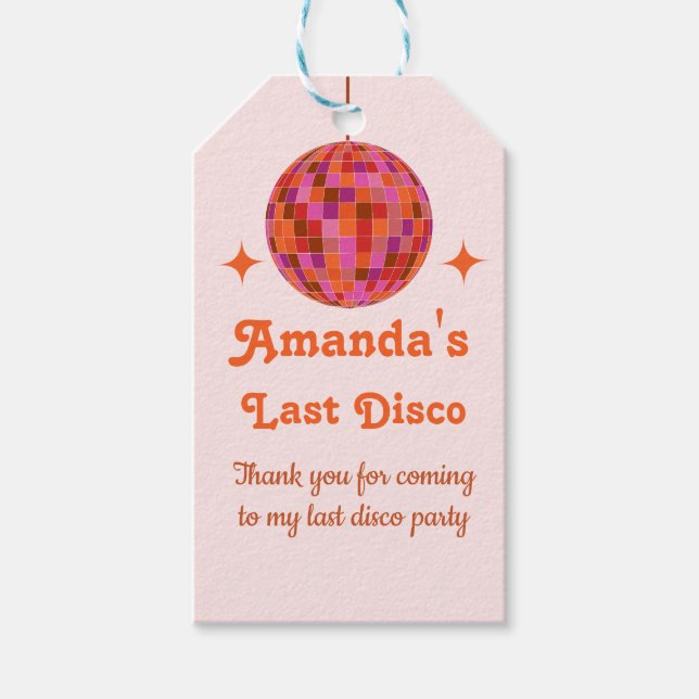 Rosa Orange Groovy Geschenkanhänger (Vorderseite)