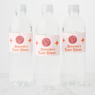 Rosa Orange Groovy Letzte Disco Junggesellinnenabs Wasserflaschenetikett