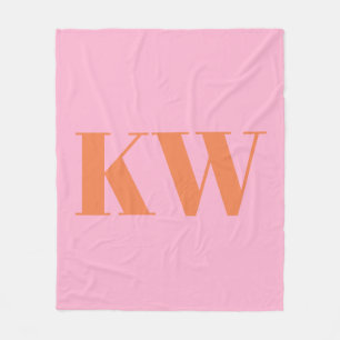 Rosa Orange Große Monogrammierte Initiale Personal Fleecedecke