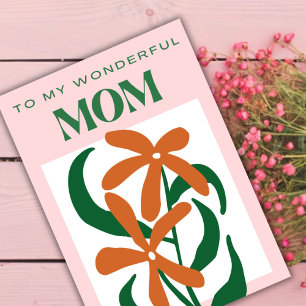 Rosa-orange-grüne Blume für Mama Dankeskarte