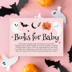 Rosa orange Halloween-Baby-Shower-Bücher für Baby Begleitkarte