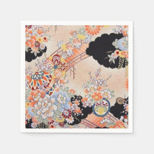Rosa Orange Japanisch Kimono Blumenpapier Serviette