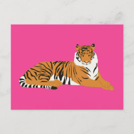 Rosa Orange Jungle Safari Tiger Tier Feiertagspostkarte