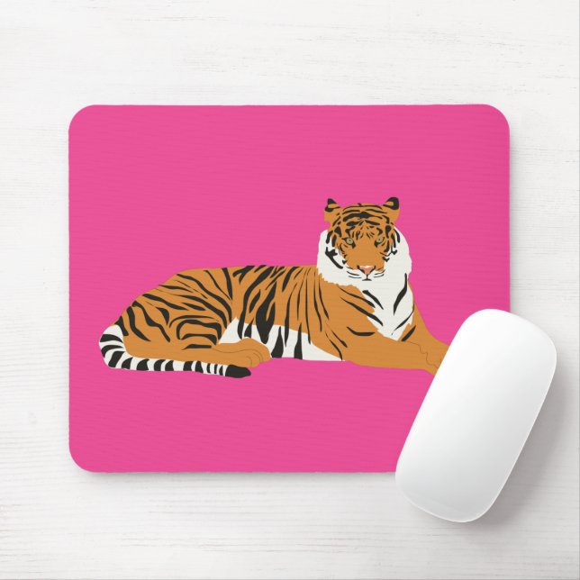 Rosa Orange Jungle Safari Tiger Tier Mousepad (Mit Mouse)