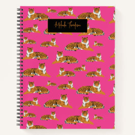 Rosa Orange Jungle Safari Tiger Tier Niedlich Notizbuch