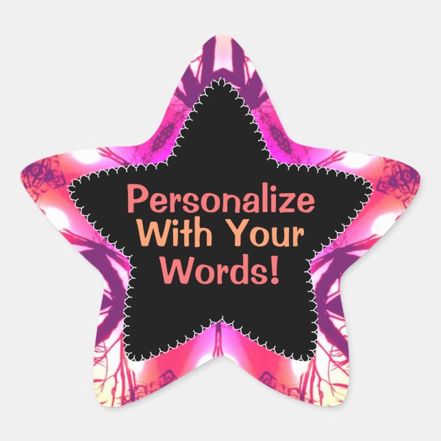 Rosa Orange Krawatte-Färbung Muster Star Sticker (Vorderseite)